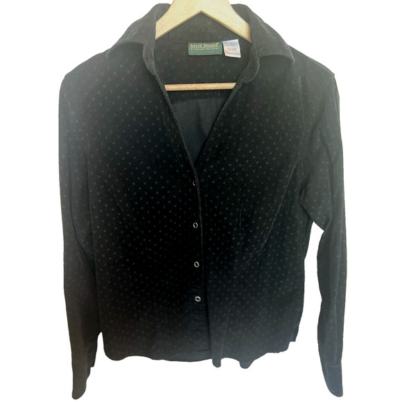 Harve' Benard Womens Snap Down Corduroy Shirt Size M Grunge Casual Preppy Black - Picture 1 of 15